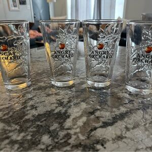 Angry Orchard Clear Glass Tumbler with 3D tree  - Set of 4